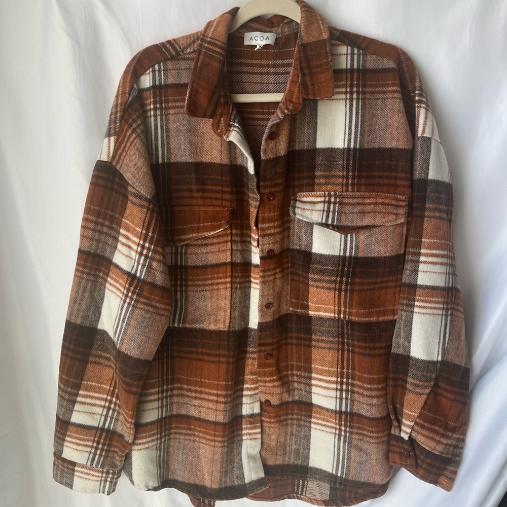 Shacket fleece long sleeve button up women’s warmSize large